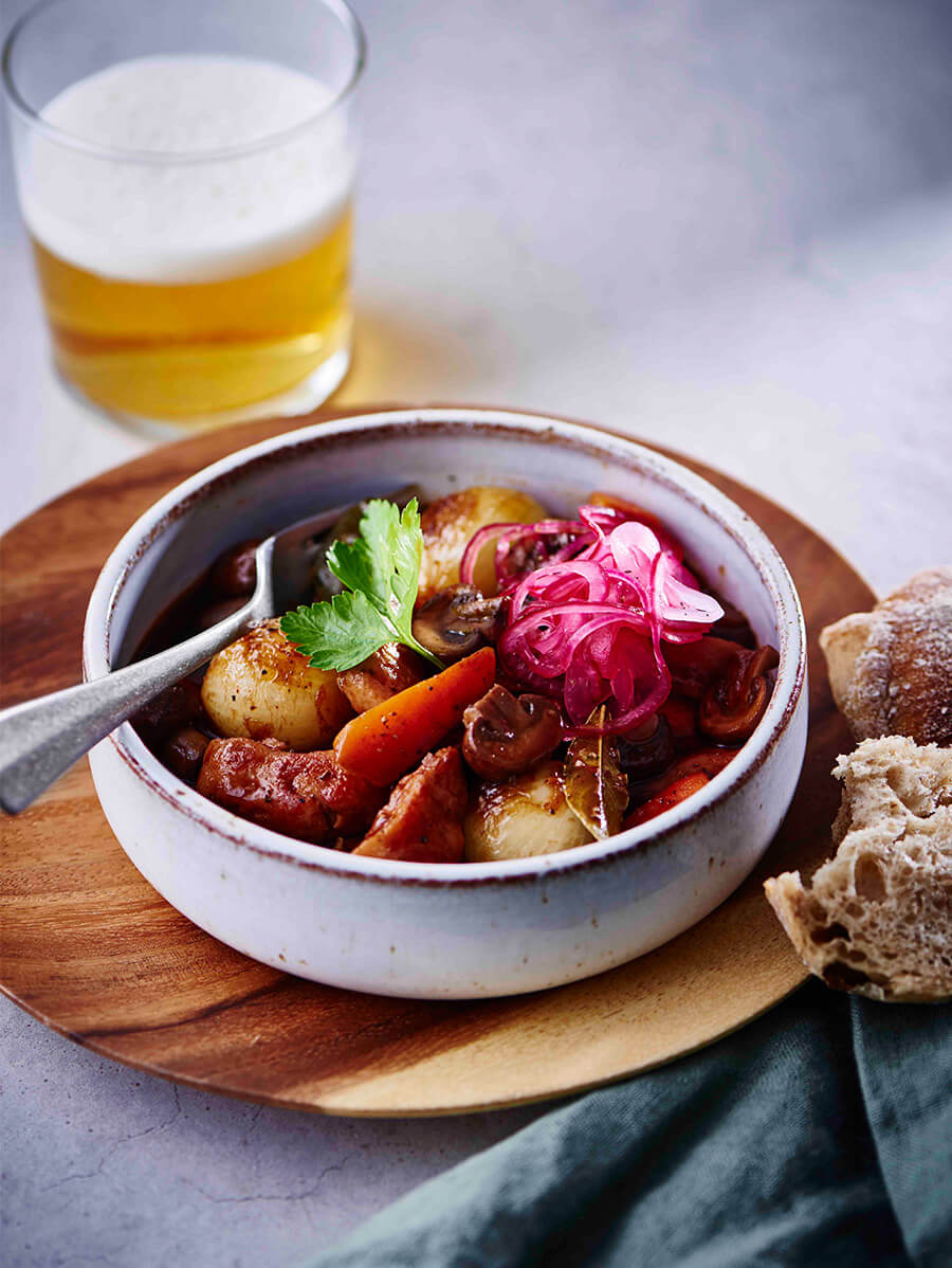 recipe image Vegansk Gryta med svamp och rödvin