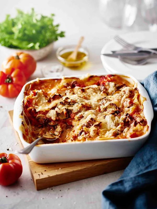 recipe image Vegansk lasagne med champinjoner och zucchini