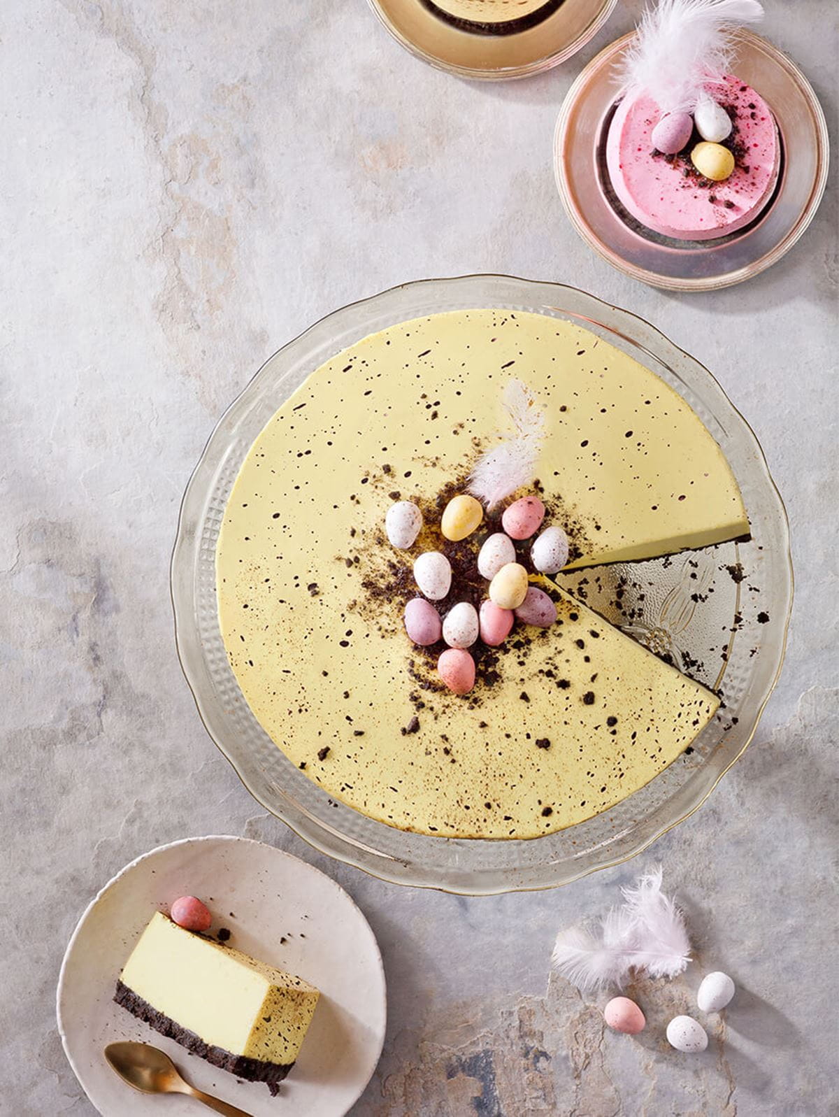 recipe image PÅSKCHEESECAKE Chokladmarmorerad